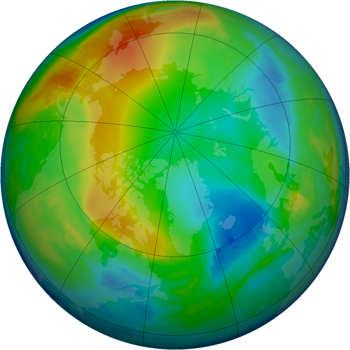 Arctic ozone map for 28 December 1982